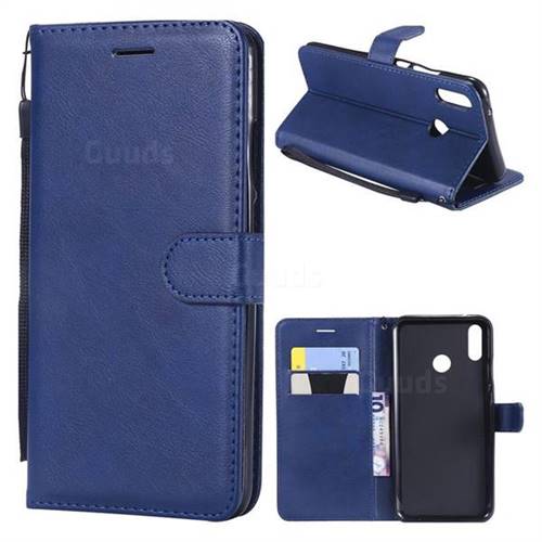 Retro Greek Classic Smooth PU Leather Wallet Phone Case for Huawei Y9 (2019) - Blue