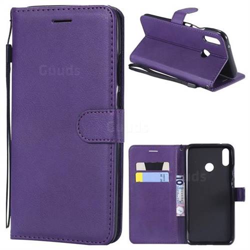 Retro Greek Classic Smooth PU Leather Wallet Phone Case for Huawei Y9 (2019) - Purple