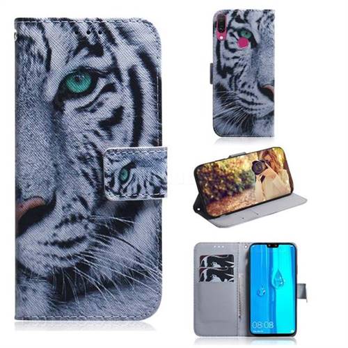 White Tiger PU Leather Wallet Case for Huawei Y9 (2019)
