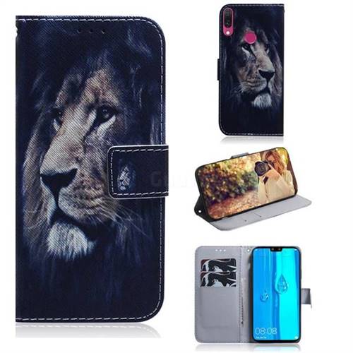 Lion Face PU Leather Wallet Case for Huawei Y9 (2019)