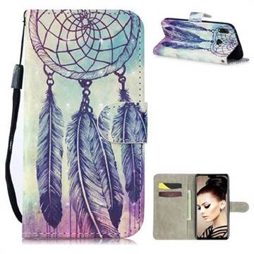 Feather Wind Chimes 3D Painted Leather Wallet Phone Case for Huawei Y9 (2019)