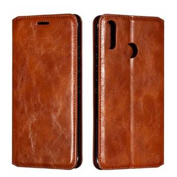 Retro Slim Magnetic Crazy Horse PU Leather Wallet Case for Huawei Y9 (2019) - Brown