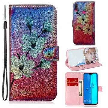 Magnolia Laser Shining Leather Wallet Phone Case for Huawei Y9 (2019)