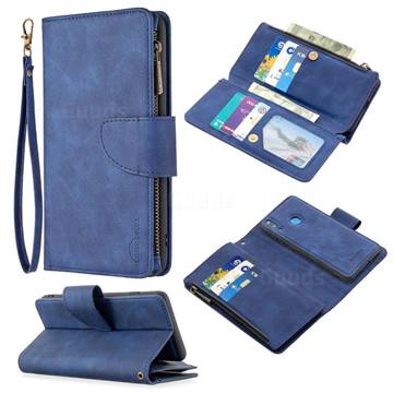 Binfen Color BF02 Sensory Buckle Zipper Multifunction Leather Phone Wallet for Huawei Y9 (2019) - Blue