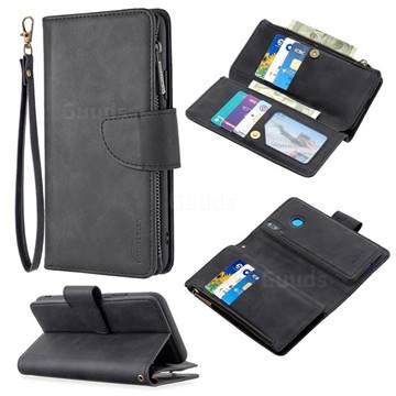 Binfen Color BF02 Sensory Buckle Zipper Multifunction Leather Phone Wallet for Huawei Y9 (2019) - Black