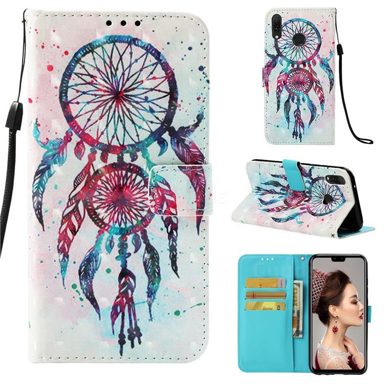 ColorDrops Wind Chimes 3D Painted Leather Wallet Case for Huawei Y9 (2019)