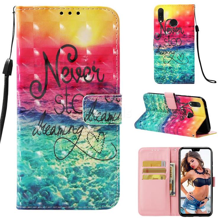 Colorful Dream Catcher 3D Painted Leather Wallet Case for Huawei Y9 (2019)