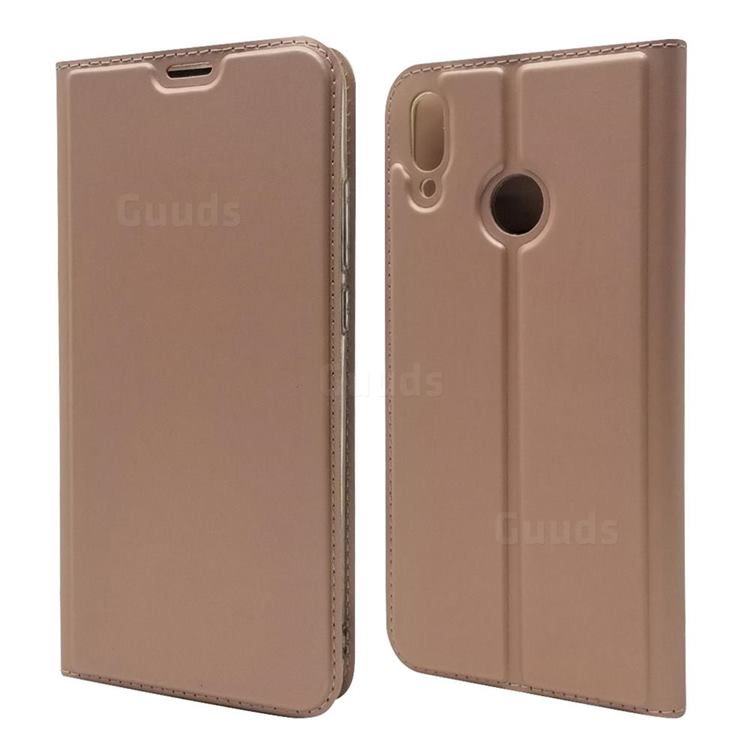 Ultra Slim Card Magnetic Automatic Suction Leather Wallet Case for Huawei Y9 (2019) - Rose Gold
