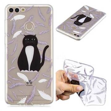 Feather Black Cat Super Clear Soft TPU Back Cover for Huawei Y9 (2018)