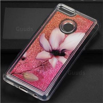 Lotus Glassy Glitter Quicksand Dynamic Liquid Soft Phone Case for Huawei Y9 (2018)