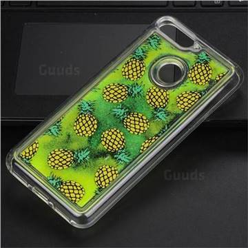 Pineapple Glassy Glitter Quicksand Dynamic Liquid Soft Phone Case for Huawei Y9 (2018)