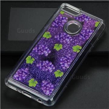 Purple Grape Glassy Glitter Quicksand Dynamic Liquid Soft Phone Case for Huawei Y9 (2018)