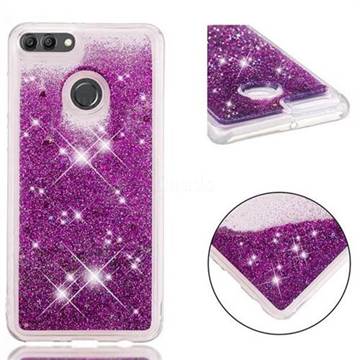Dynamic Liquid Glitter Quicksand Sequins TPU Phone Case for Huawei Y9 (2018) - Purple