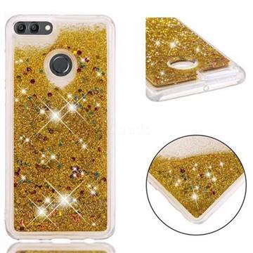 Dynamic Liquid Glitter Quicksand Sequins TPU Phone Case for Huawei Y9 (2018) - Golden
