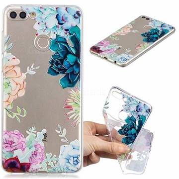 Gem Flower Clear Varnish Soft Phone Back Cover for Huawei Y9 (2018)