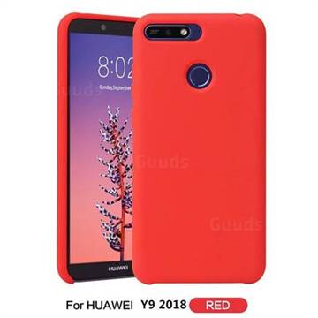 Howmak Slim Liquid Silicone Rubber Shockproof Phone Case Cover for Huawei Y9 (2018) - Red
