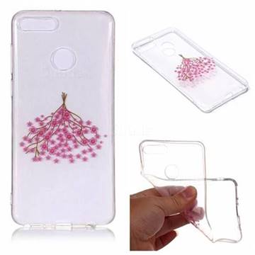 Cherry Plum Flower Super Clear Soft TPU Back Cover for Huawei Y9 (2018)