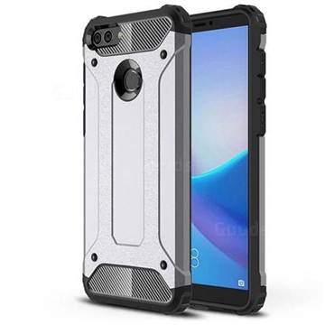 King Kong Armor Premium Shockproof Dual Layer Rugged Hard Cover for Huawei Y9 (2018) - Silver Grey