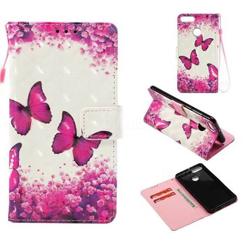 Rose Butterfly 3D Painted Leather Wallet Case for Huawei Y9 (2018)