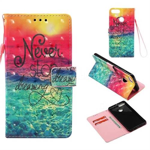 Colorful Dream Catcher 3D Painted Leather Wallet Case for Huawei Y9 (2018)