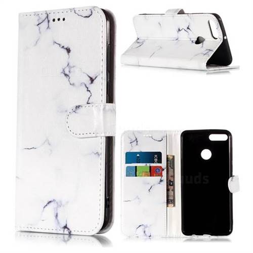 Soft White Marble PU Leather Wallet Case for Huawei Y9 (2018)