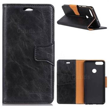 MURREN Luxury Crazy Horse PU Leather Wallet Phone Case for Huawei Y9 (2018) - Black