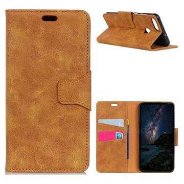 MURREN Luxury Retro Classic PU Leather Wallet Phone Case for Huawei Y9 (2018) - Yellow