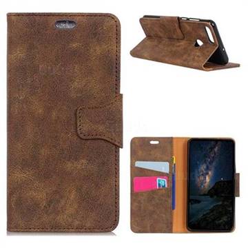 MURREN Luxury Retro Classic PU Leather Wallet Phone Case for Huawei Y9 (2018) - Brown