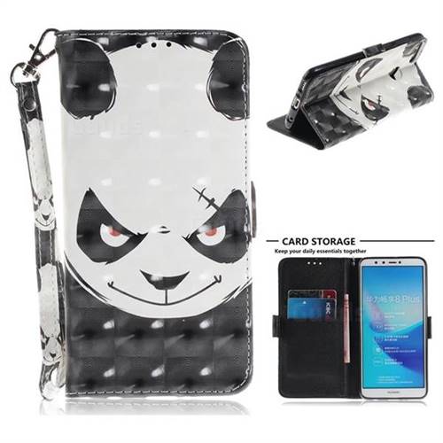 Angry Bear 3D Painted Leather Wallet Phone Case for Huawei Y9 (2018)