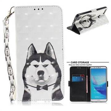 Husky Dog 3D Painted Leather Wallet Phone Case for Huawei Y9 (2018)