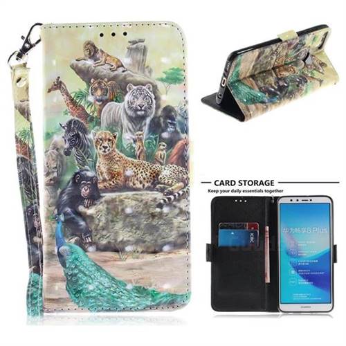 Beast Zoo 3D Painted Leather Wallet Phone Case for Huawei Y9 (2018)