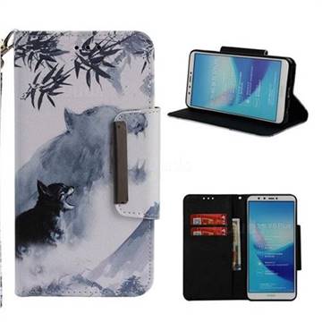 Target Tiger Big Metal Buckle PU Leather Wallet Phone Case for Huawei Y9 (2018)