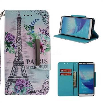 Fresh Tower Big Metal Buckle PU Leather Wallet Phone Case for Huawei Y9 (2018)