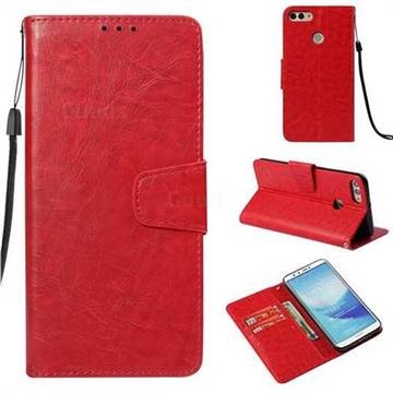 Retro Phantom Smooth PU Leather Wallet Holster Case for Huawei Y9 (2018) - Red