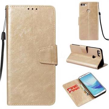 Retro Phantom Smooth PU Leather Wallet Holster Case for Huawei Y9 (2018) - Champagne