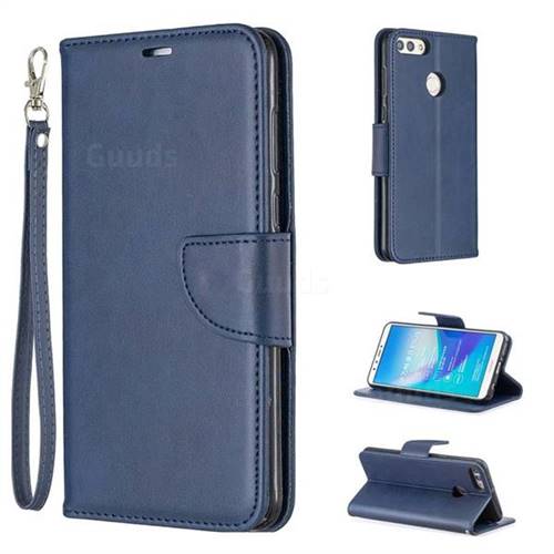 Classic Sheepskin PU Leather Phone Wallet Case for Huawei Y9 (2018) - Blue