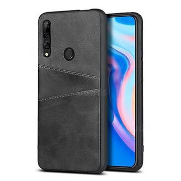 Simple Calf Card Slots Mobile Phone Back Cover for Huawei Y9 Prime (2019) - Black
