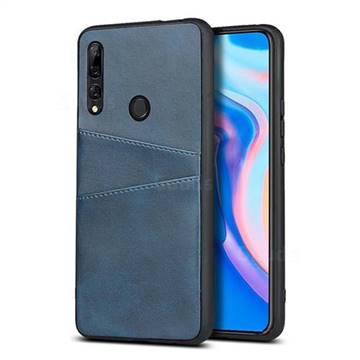 Simple Calf Card Slots Mobile Phone Back Cover for Huawei Y9 Prime (2019) - Blue