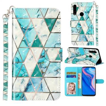 Stitching Marble 3D Leather Phone Holster Wallet Case for Huawei Y9 Prime (2019)