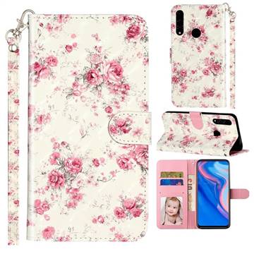 Rambler Rose Flower 3D Leather Phone Holster Wallet Case for Huawei Y9 Prime (2019)