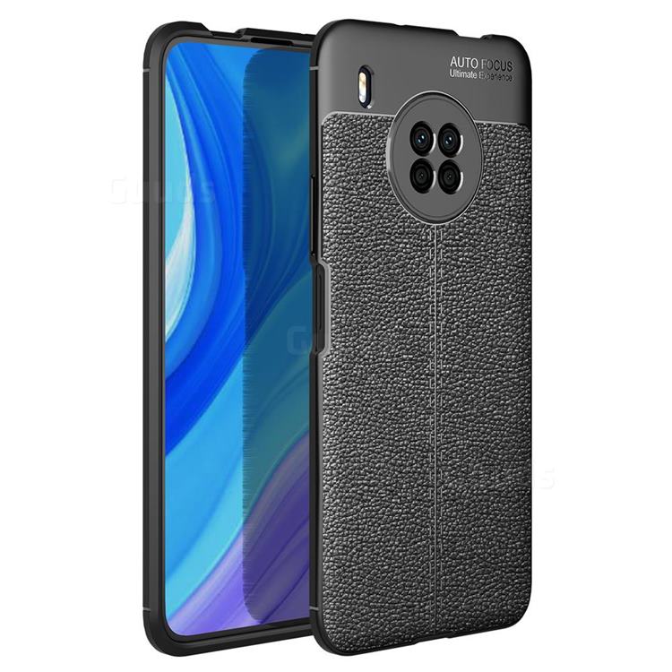 Luxury Auto Focus Litchi Texture Silicone TPU Back Cover for Huawei Y9a - Black