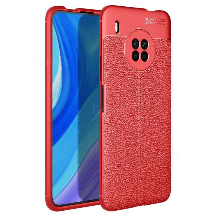 Luxury Auto Focus Litchi Texture Silicone TPU Back Cover for Huawei Y9a - Red