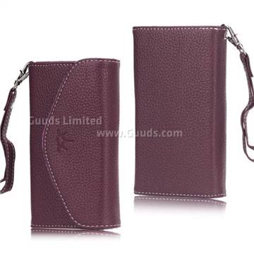 Crown Lychee Leather Wallet Case for Samsung Galaxy S3 I9300 / S4 i9500 / iPhone 5 - Purple