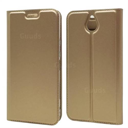 Ultra Slim Card Magnetic Automatic Suction Leather Wallet Case for Kyocera 705KC - Champagne