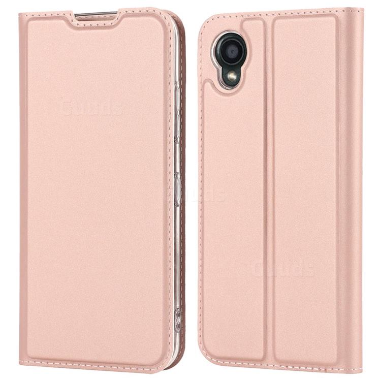 Ultra Slim Card Magnetic Automatic Suction Leather Wallet Case for Kyocera Digno BX2 A101KC - Rose Gold