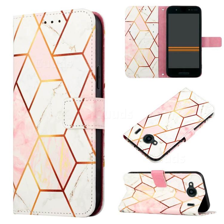 Pink White Marble Leather Wallet Protective Case for Kyocera Qua phone QX KYV42