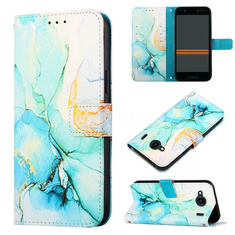 Green Illusion Marble Leather Wallet Protective Case for Kyocera Qua phone QX KYV42