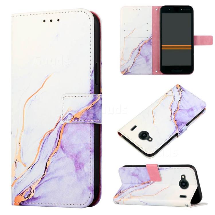 Purple White Marble Leather Wallet Protective Case for Kyocera Qua phone QX KYV42