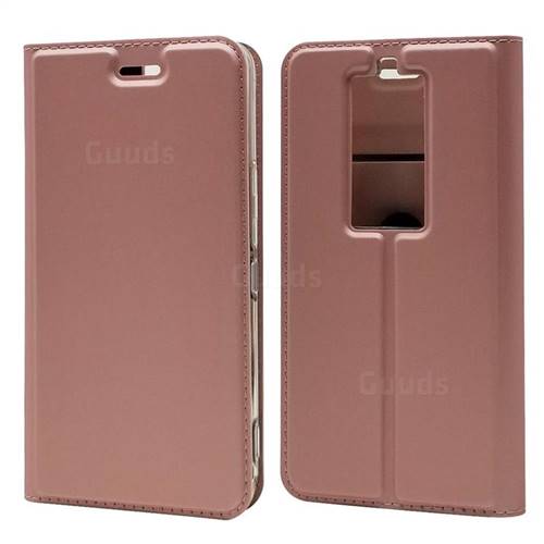 Ultra Slim Card Magnetic Automatic Suction Leather Wallet Case for Kyocera Basio3 KYV43 - Rose Gold