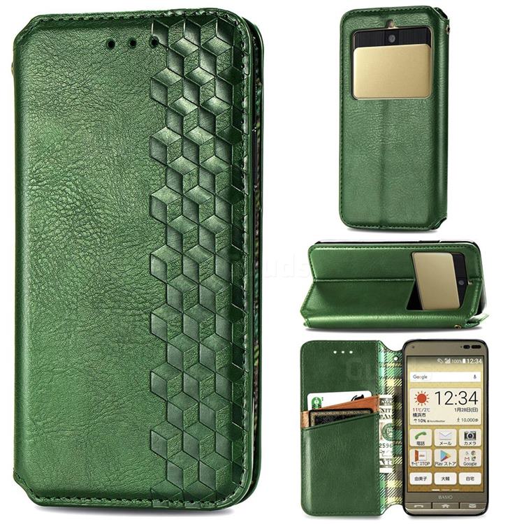 Ultra Slim Fashion Business Card Magnetic Automatic Suction Leather Flip Cover for Kyocera Basio3 KYV43 - Green